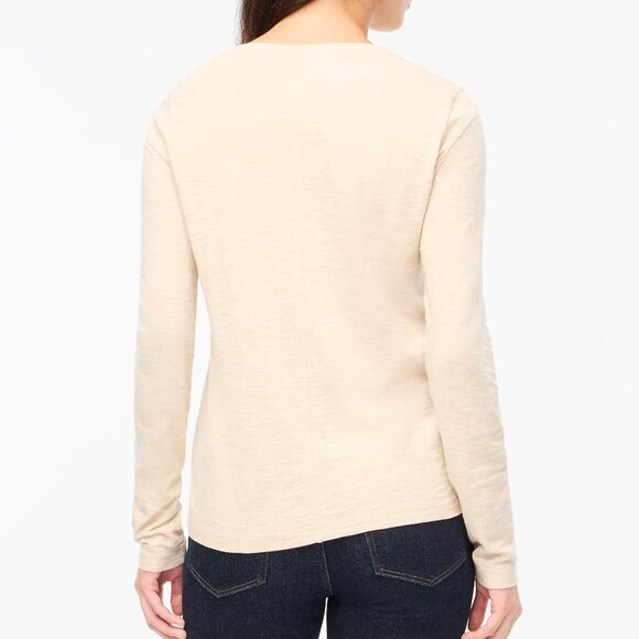 J. Crew Heather Oatmeal Long-Sleeve Crewneck Girlfriend Tee /NWT/M - Picture 3 of 15